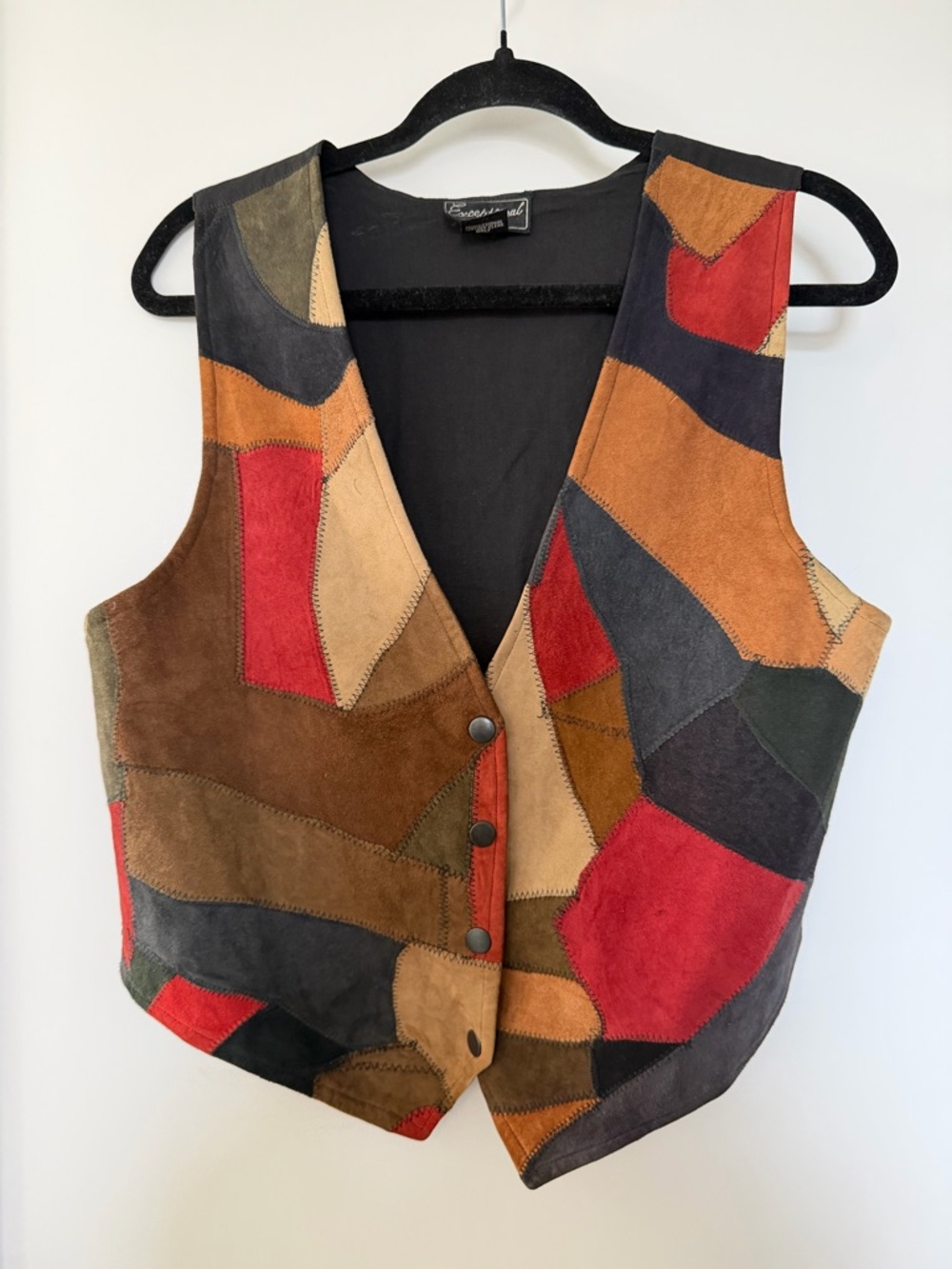 Vintage 90s Genuine Leather Patchwork Vest size small